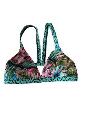 Sundazed Gia Bikini Top M Tropical Floral Leopard Print Adjustable Beach Summer
